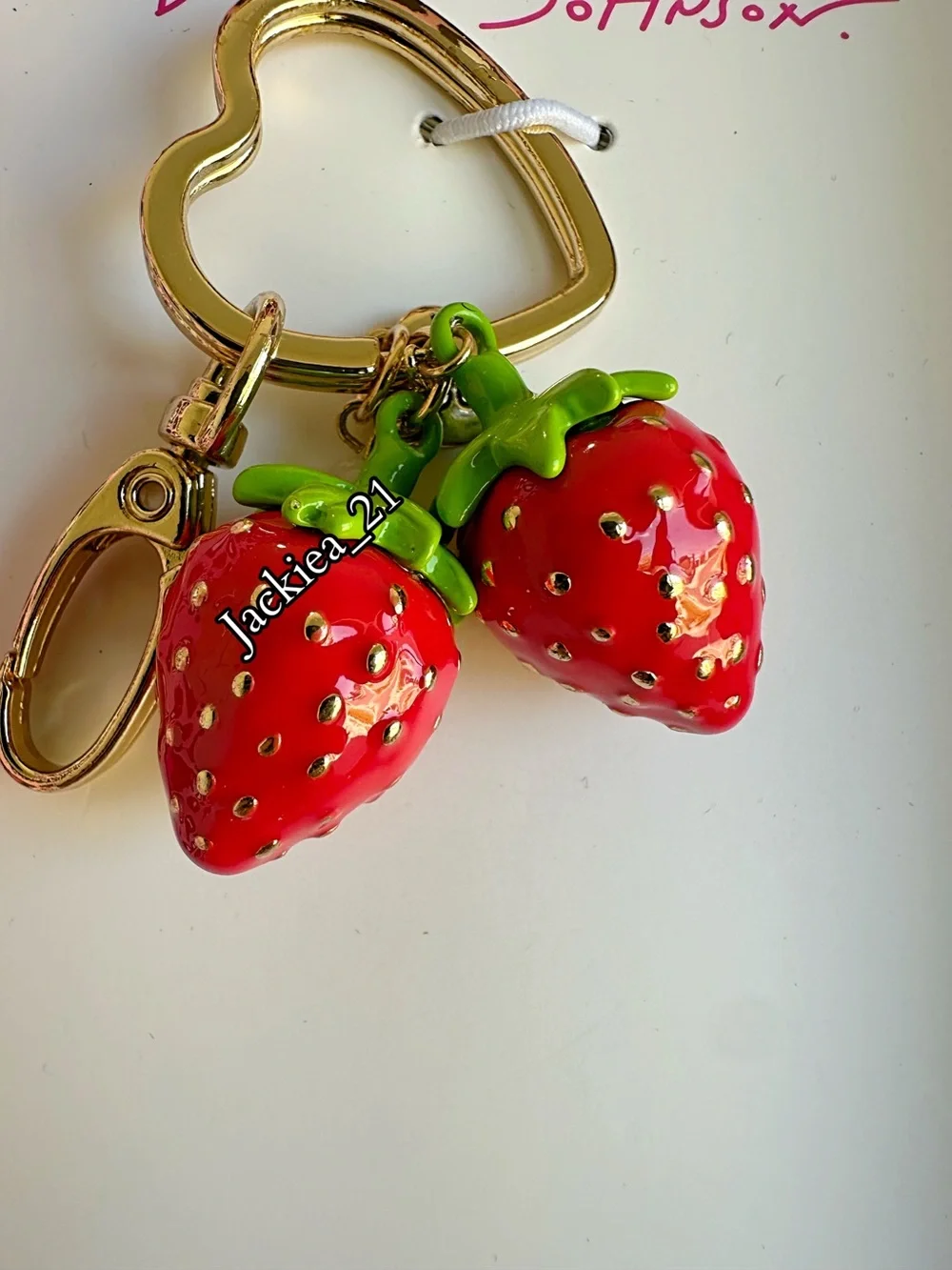 Betsey Johnson Red Strawberry Heart Keychain Charm